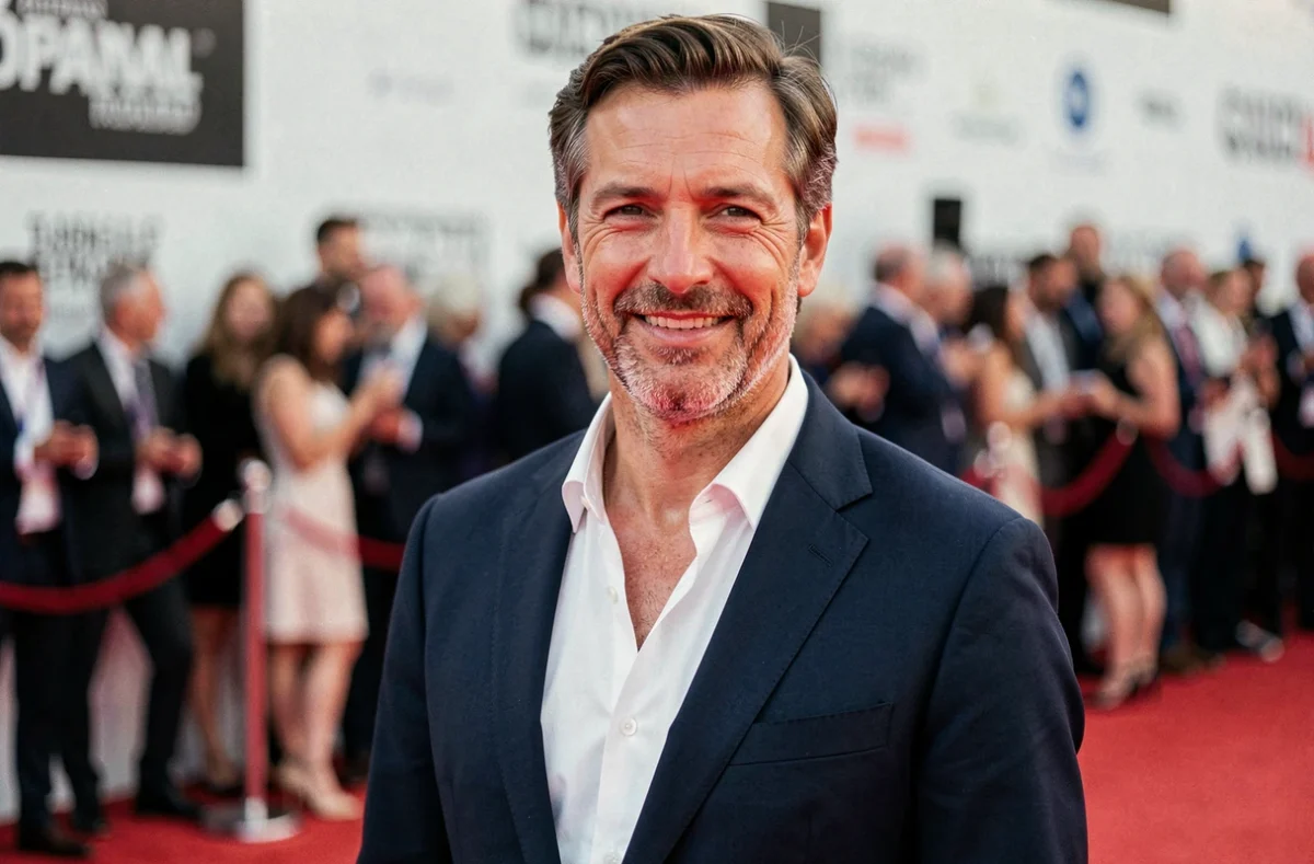 Acteur français élégant sur le tapis rouge d'un festival de cinéma prestigieux
