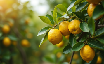 Les différentes variétés de citronniers des quatre saisons Plusieurs citronniers matures et jeunes en plein jour