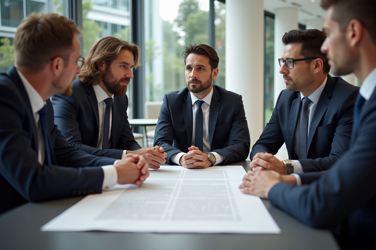 Avocats en discussion dans un bureau moderne avec article 1101