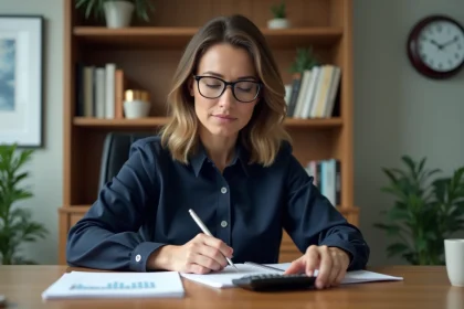 Femme professionnelle convertissant des minutes en heures décimales