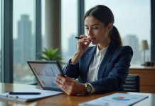 Investissement : l’essentiel du plan à connaître pour réussir en 2025 Femme d affaires en analyse financière dans un bureau