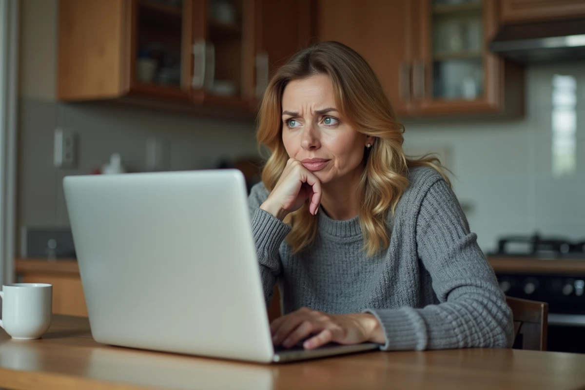 Femme vérifiant un profil vendeur sur Le Bon Coin pour détecter une arnaque en ligne