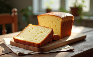 Recette infaillible de gâteau nature moelleux pour les gourmands Gâteau éponge maison coupé sur table en bois rustique