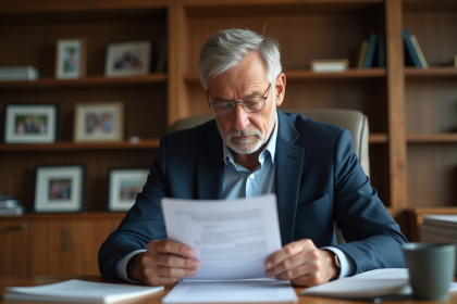 Homme d'une soixantaine d'années dans son bureau calme