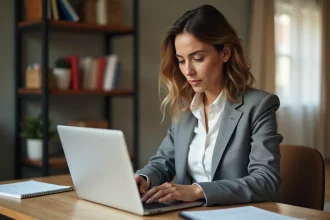 Femme remplissant un formulaire d'inscription en ligne pour La Roue de la Fortune sur un ordinateur portable