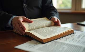 Les nombreuses interprétations de l’article 1101 du Code civil Main de juge tenant le code civil français ouvert avec article 1101