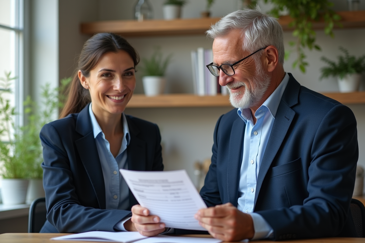Médecin remettant une ordonnance à une jeune femme dans un cabinet moderne