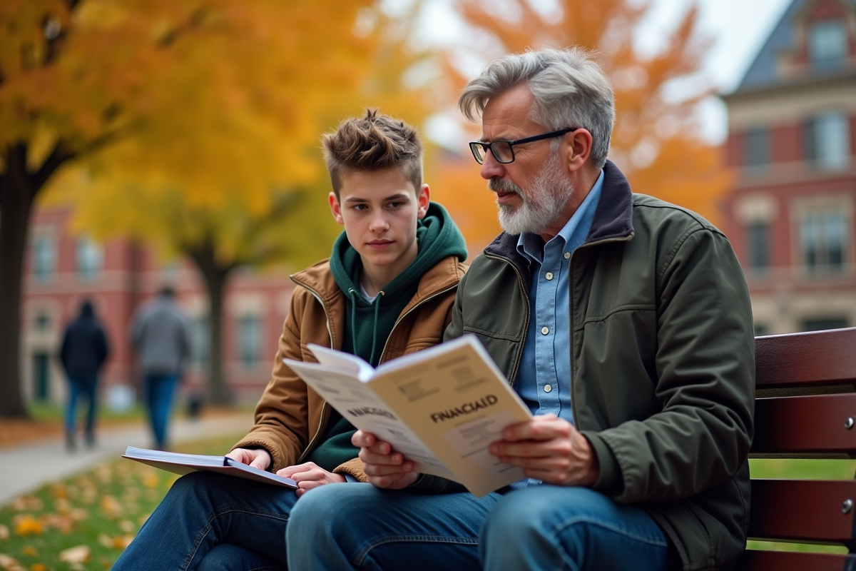 Pere et fils discutant d